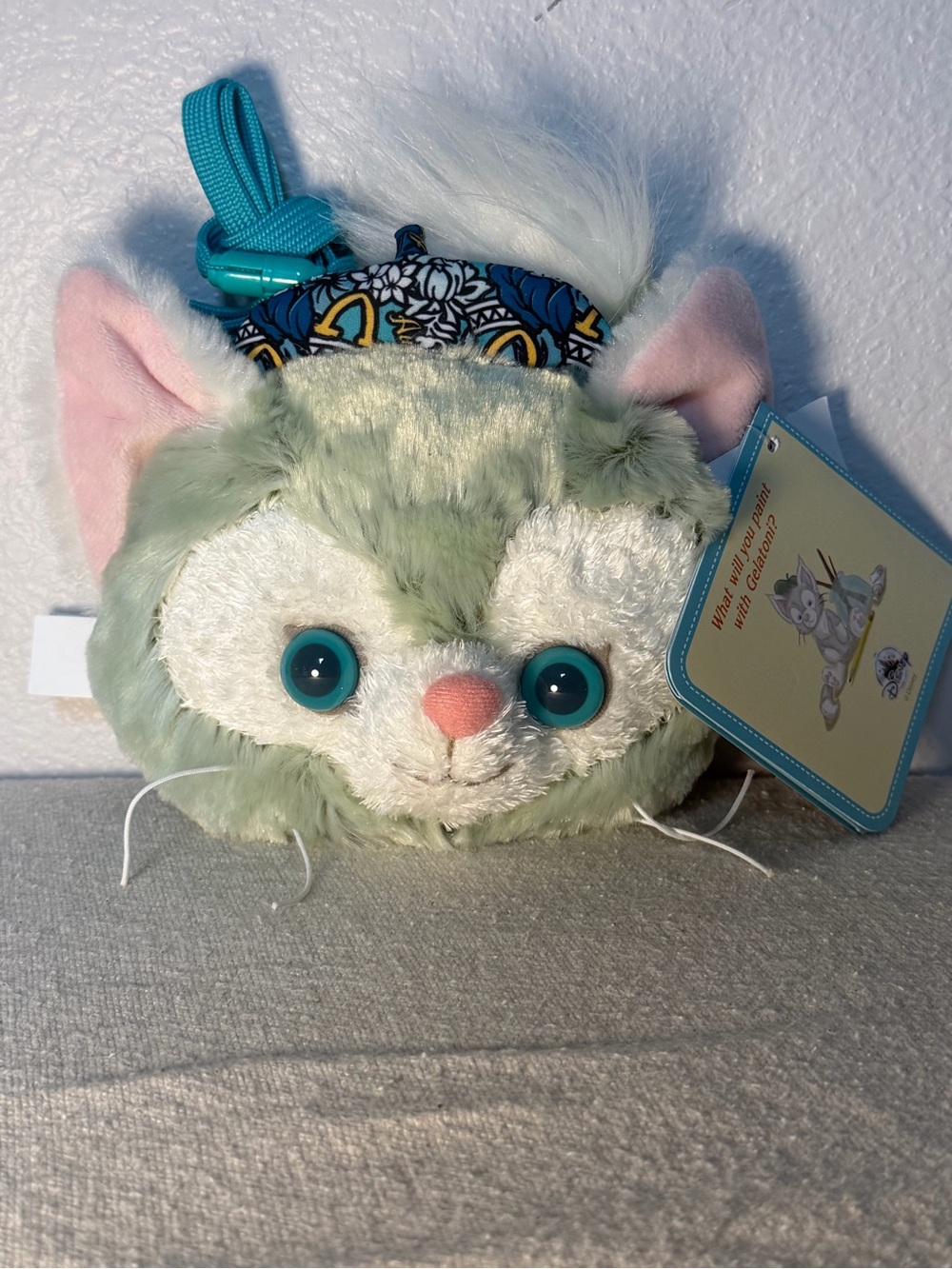 Disney Plush Green Cat Clip-On Bag Charm - Kids Accessories w/ tote bag